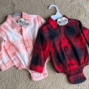 Bass Pro Shops Red and Pink Plaid Bodysuits